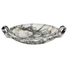 Extra Large White and Gray Alabaster Centerpiece with Handles