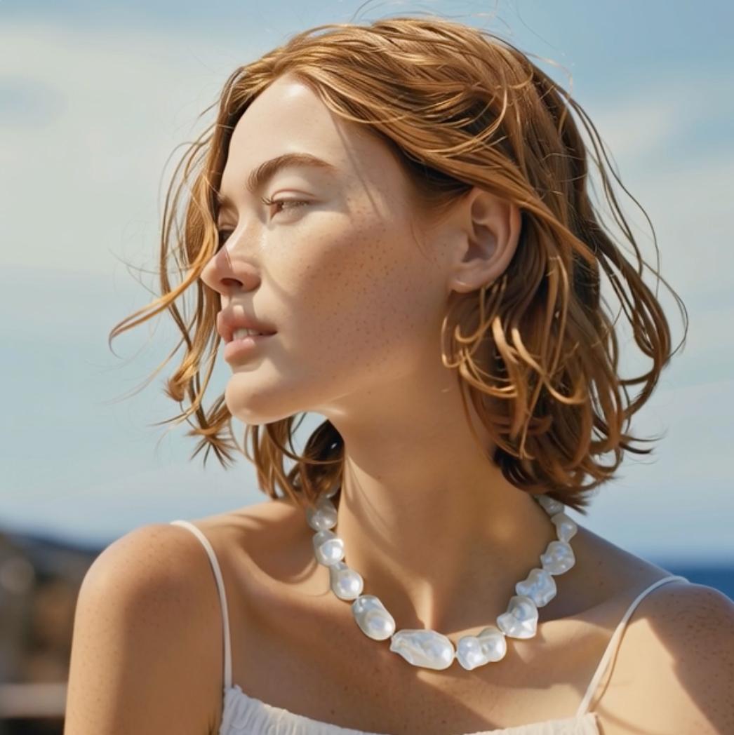 Collana extra large di perle barocche bianche e oro 18 carati II - di Bombyx House in vendita 10