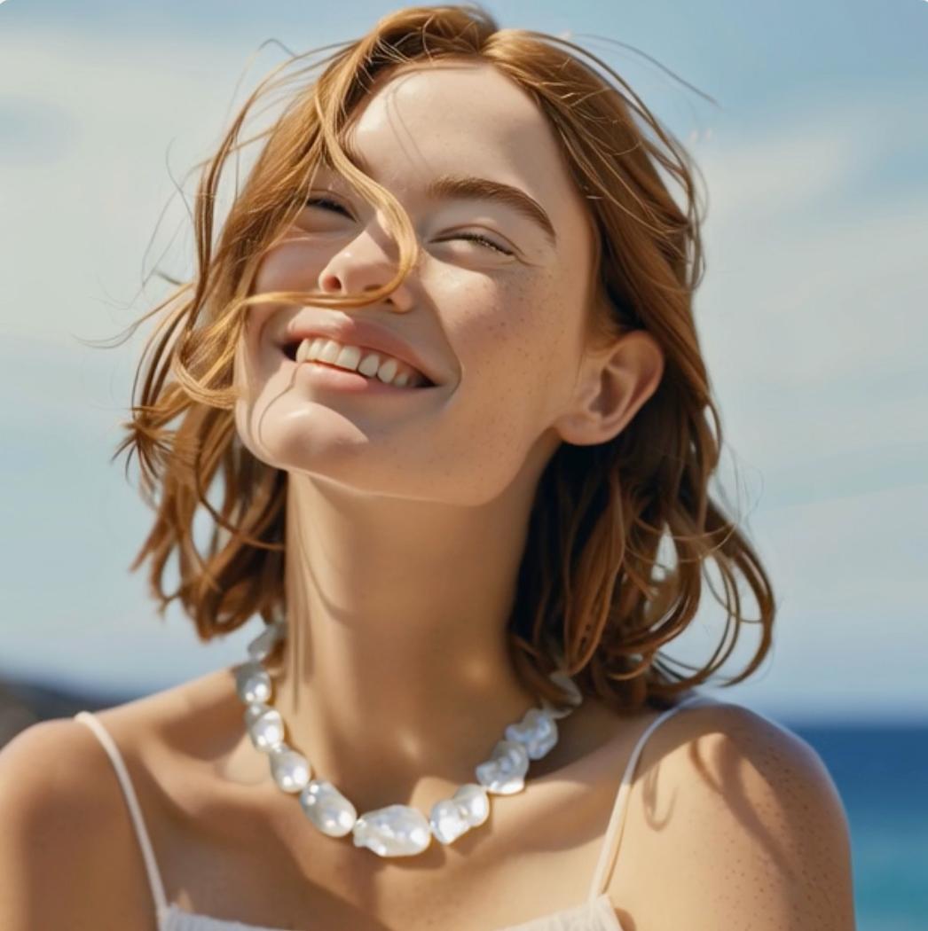 Collana extra large di perle barocche bianche e oro 18 carati II - di Bombyx House in vendita 11