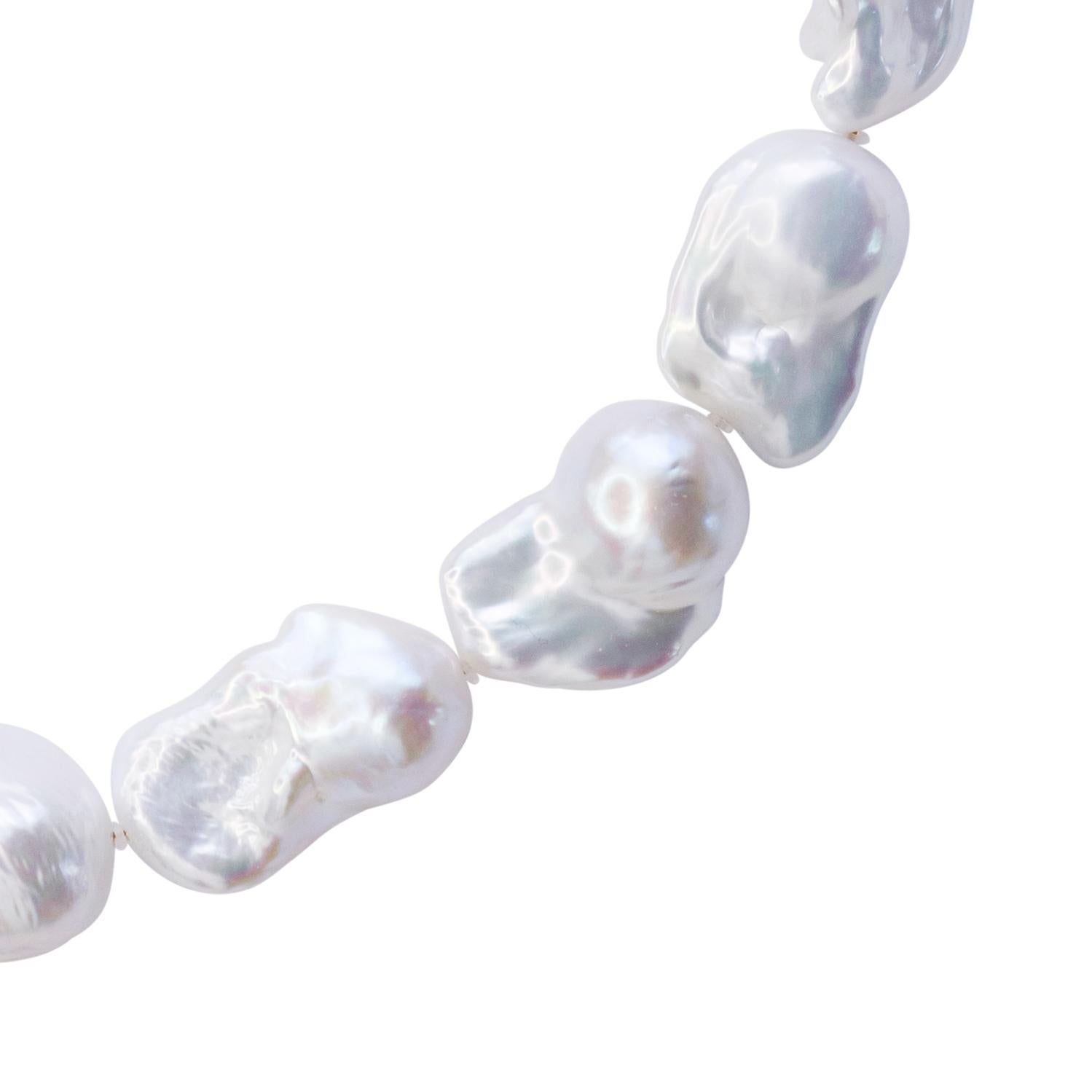 Bead Extra Large White Baroque Pearl & 18K Gold Necklace II -by Bombyx House For Sale