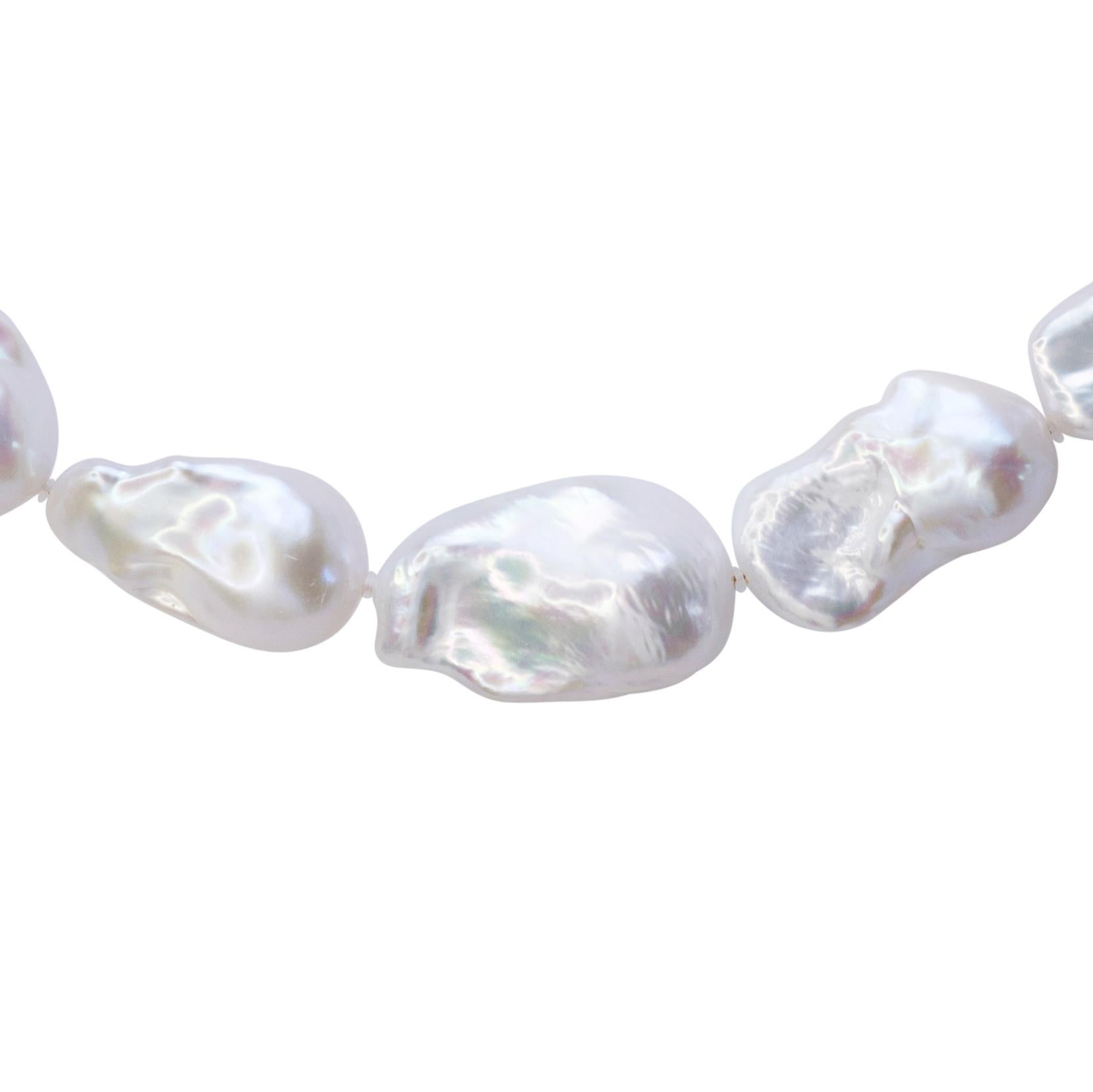 Extra Large White Baroque Pearl & 18K Gold Necklace II -by Bombyx House In New Condition For Sale In Westport, CT