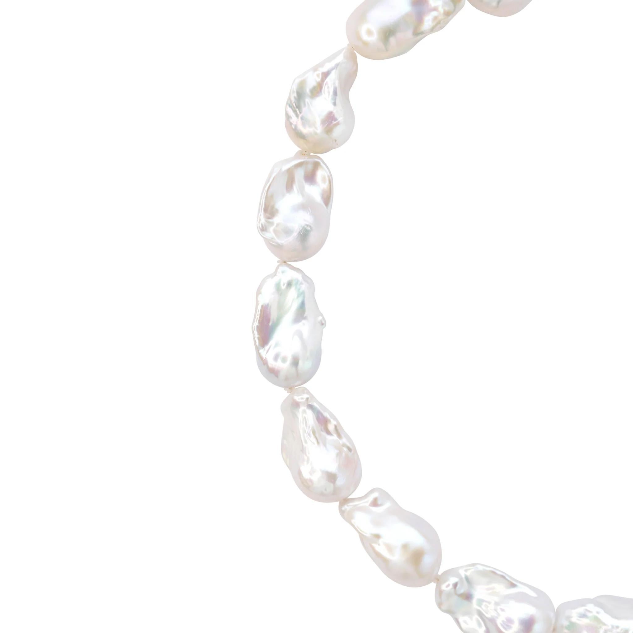 Extra Large White Baroque Pearl & 18K Gold Necklace II -by Bombyx House For Sale 1