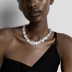 Extra Large White Baroque Pearl Necklace