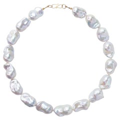Extra Large White Baroque Pearl Necklace