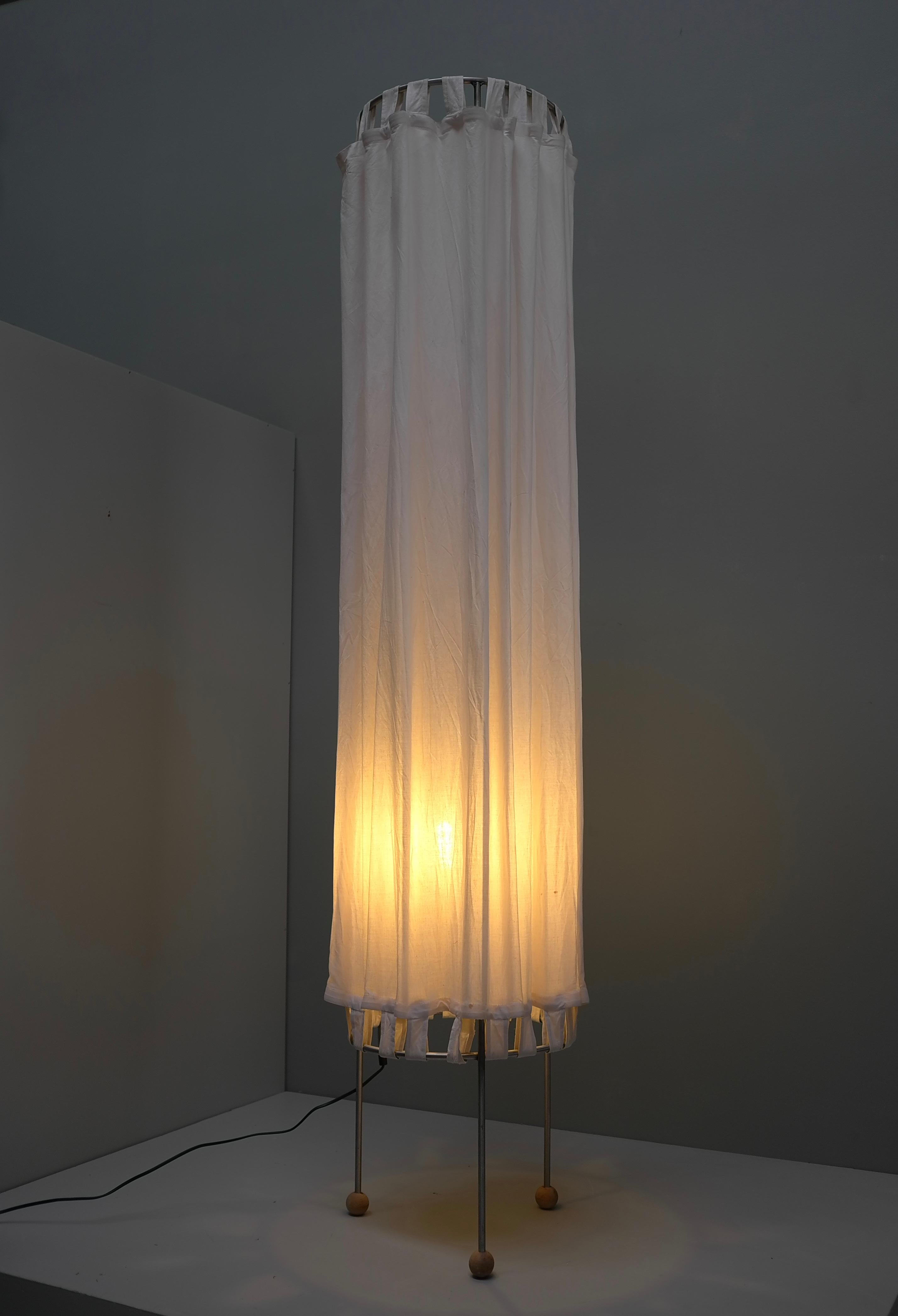 Extra Large White Linen Curtain Floorlamp, The Netherlands 1980's For Sale 4