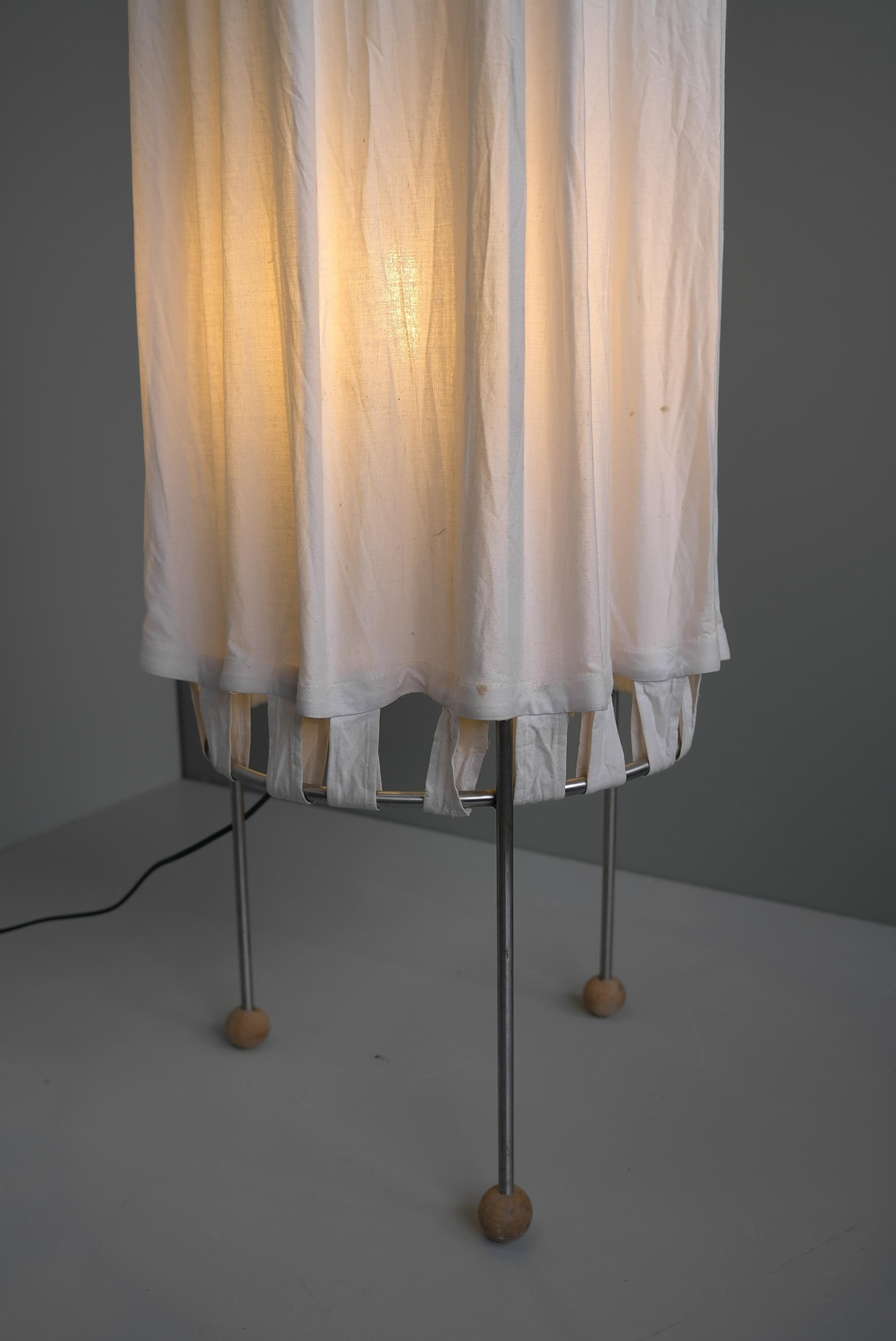 Extra Large White Linen Curtain Floorlamp, The Netherlands 1980's For Sale 5