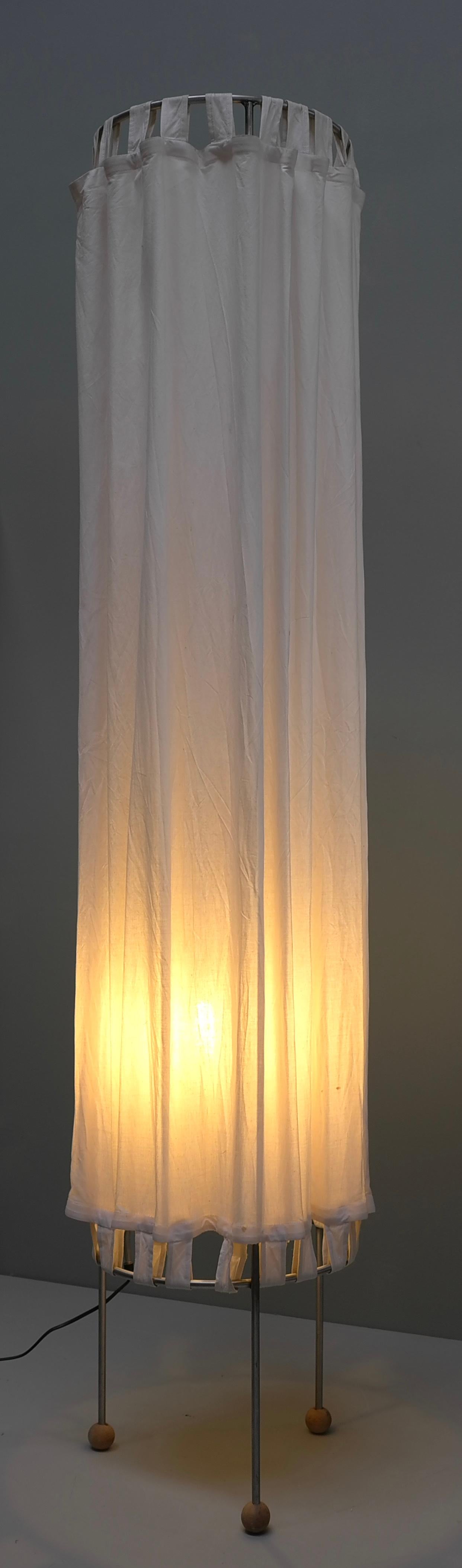 Dutch Extra Large White Linen Curtain Floorlamp, The Netherlands 1980's For Sale