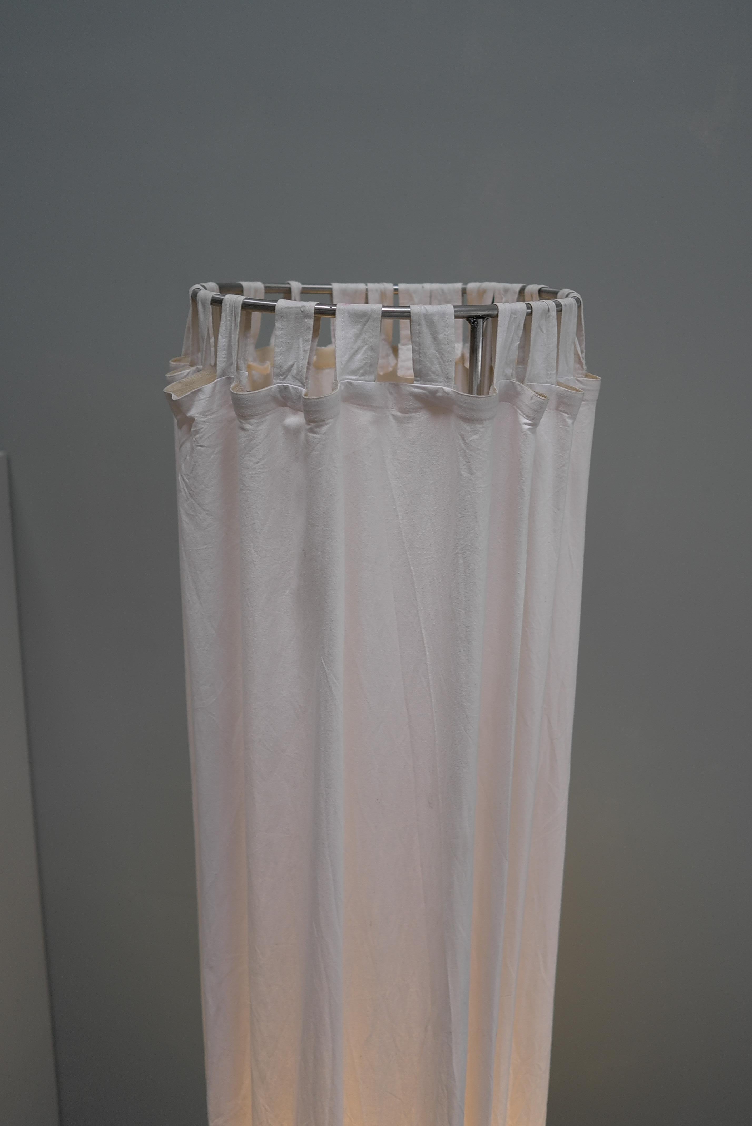 Extra Large White Linen Curtain Floorlamp, The Netherlands 1980's For Sale 1