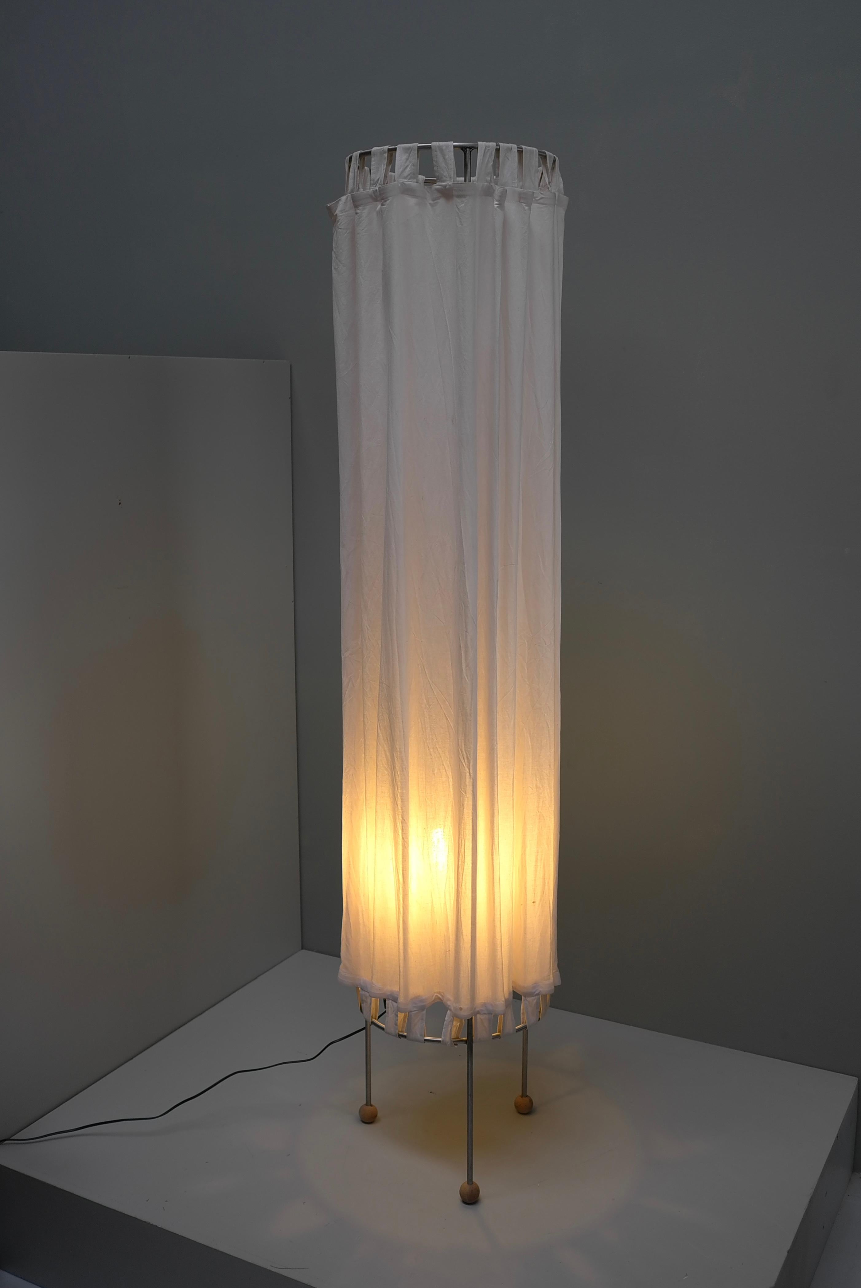 Extra Large White Linen Curtain Floorlamp, The Netherlands 1980's For Sale 2