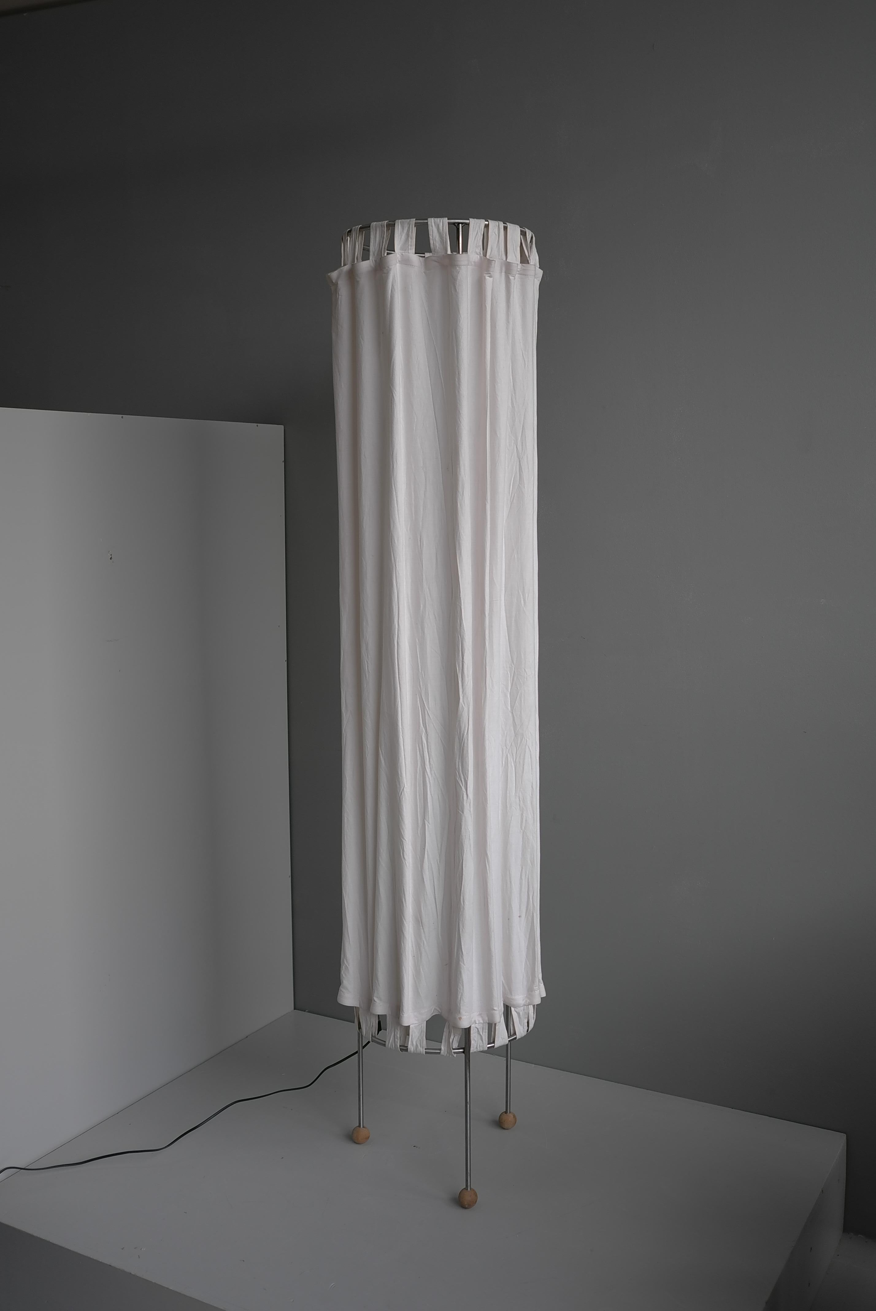 Extra Large White Linen Curtain Floorlamp, The Netherlands 1980's For Sale 3