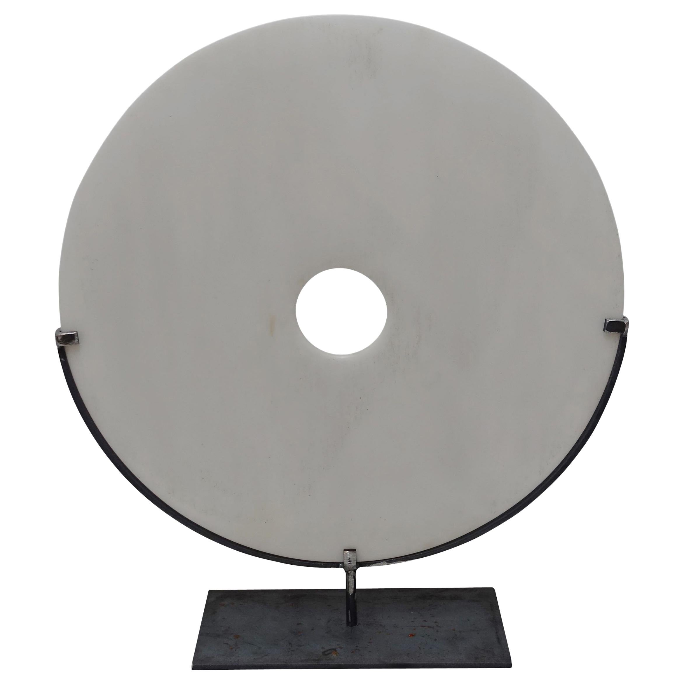 Extra Large White Stone Disc Sculpture, China, Contemporary