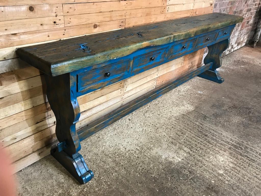 Extra Large Wooden Dutch 5 Drawer Console Table For Sale 4