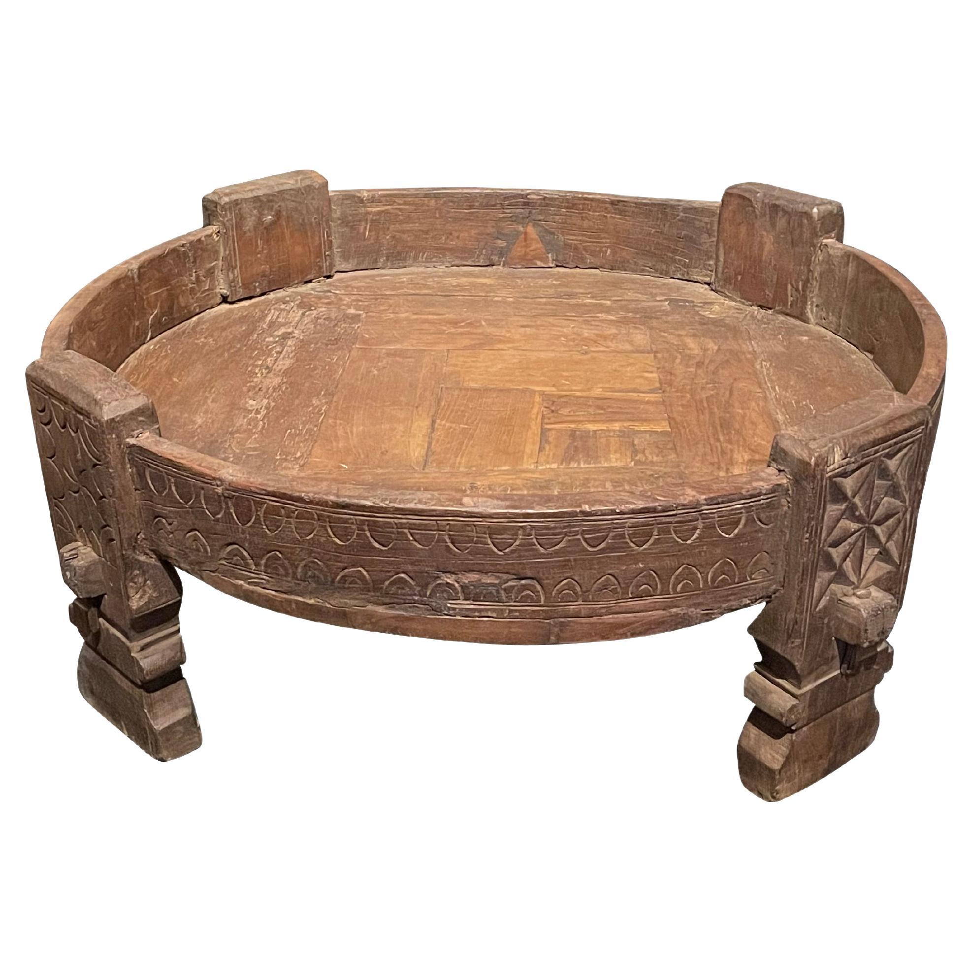 Extra Large Wooden Footed Bowl, India, 19th Century