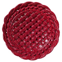 Extra Large Woven Red Vallauris Pedestal Dish / Bowl