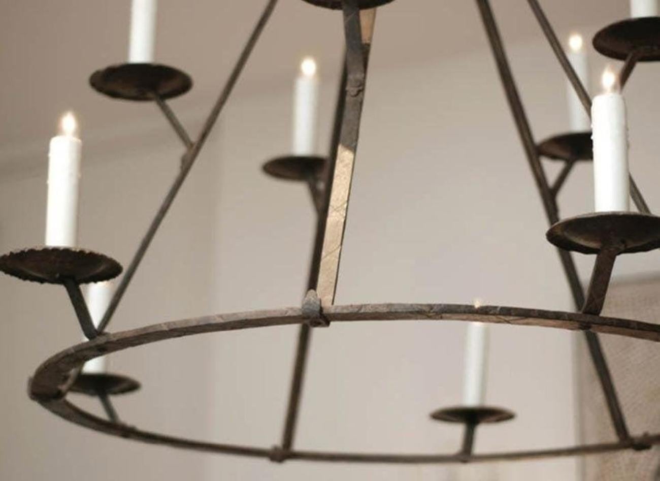 American Extra Large Wrought Iron Chandelier