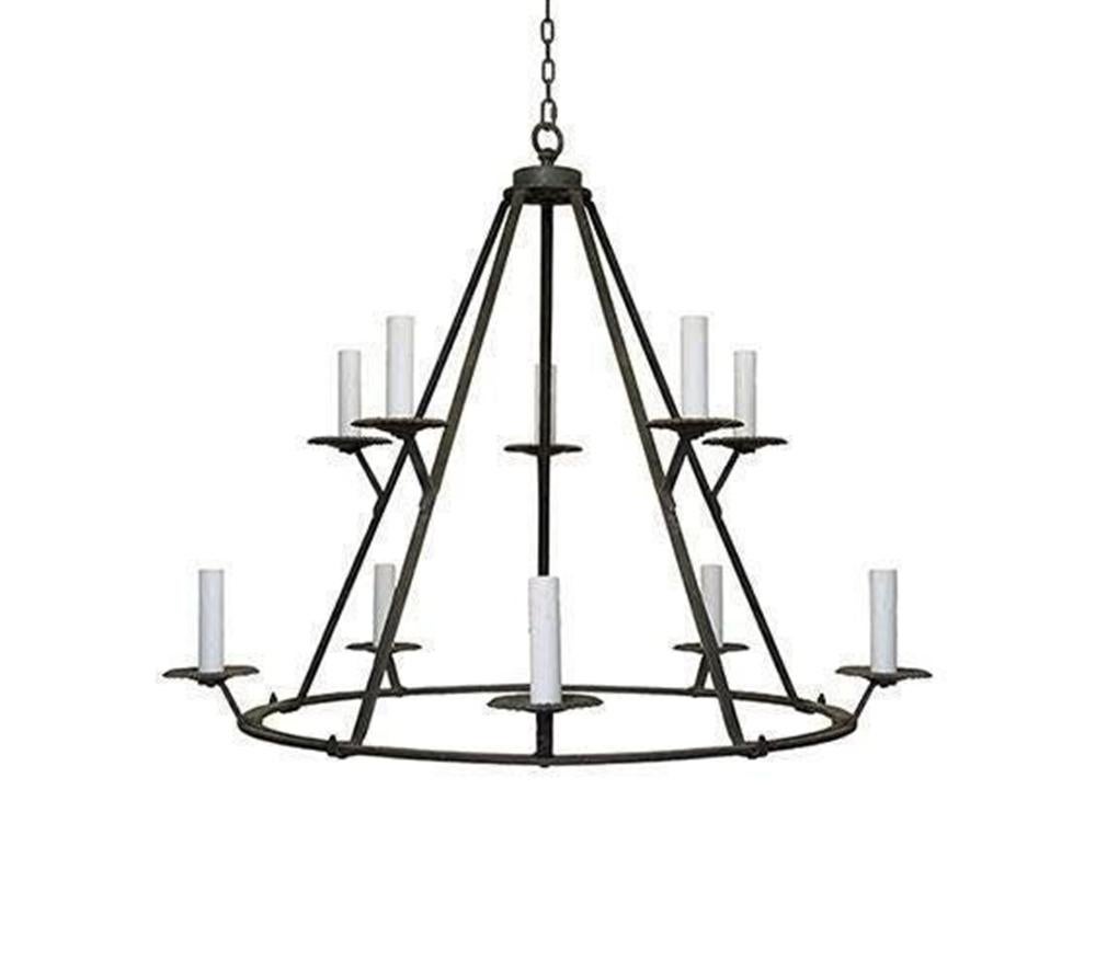 Extra Large Wrought Iron Chandelier In Good Condition In Los Angeles, CA