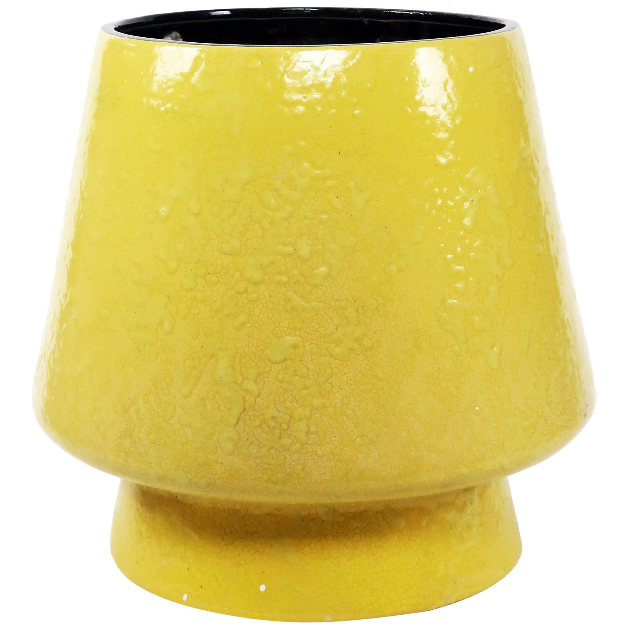 Extra Large Yellow Mid-Century Modern Ceramic Planter
