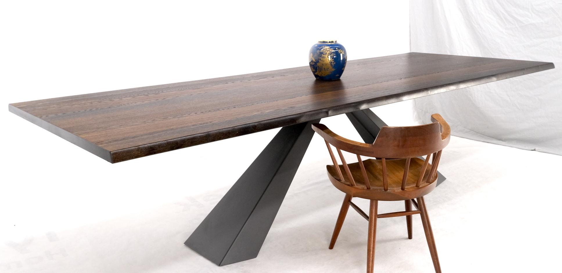 Extra Long Live Edge Solid Walnut Boards Steel Base Italian Dining Table 1