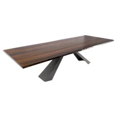 Extra Long Live Edge Solid Walnut Boards Steel Base Italian Dining Table