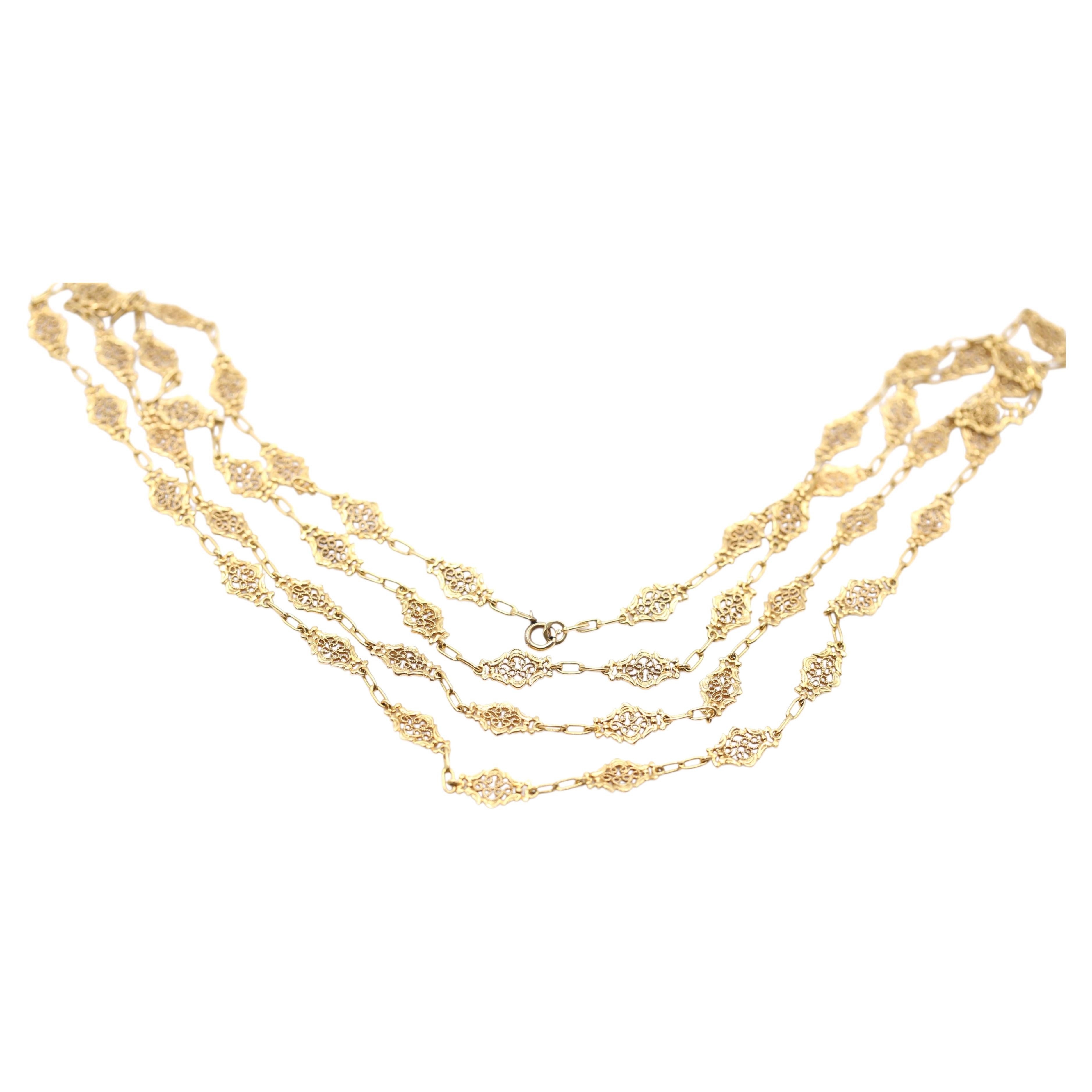 Extra lange Sautoir-Kette aus 18 Karat Gelbgold, 2,3 Unzen, Periode Napoleon III, um 189