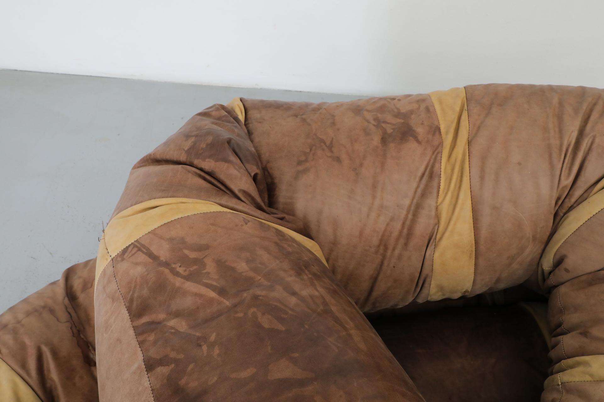Extra Long, 36’ Hans Roebers Leather Snake Beanbag Sofa, 1970s 4