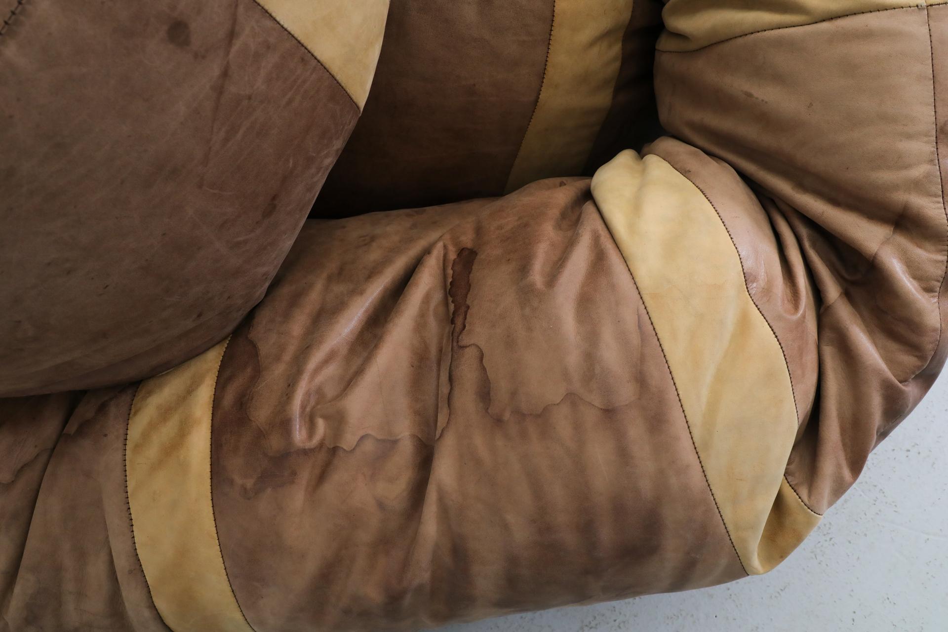 Extra Long, 36’ Hans Roebers Leather Snake Beanbag Sofa, 1970s 5