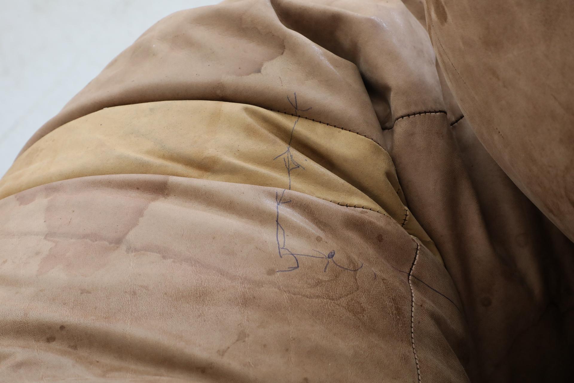 Extra Long, 36’ Hans Roebers Leather Snake Beanbag Sofa, 1970s 7