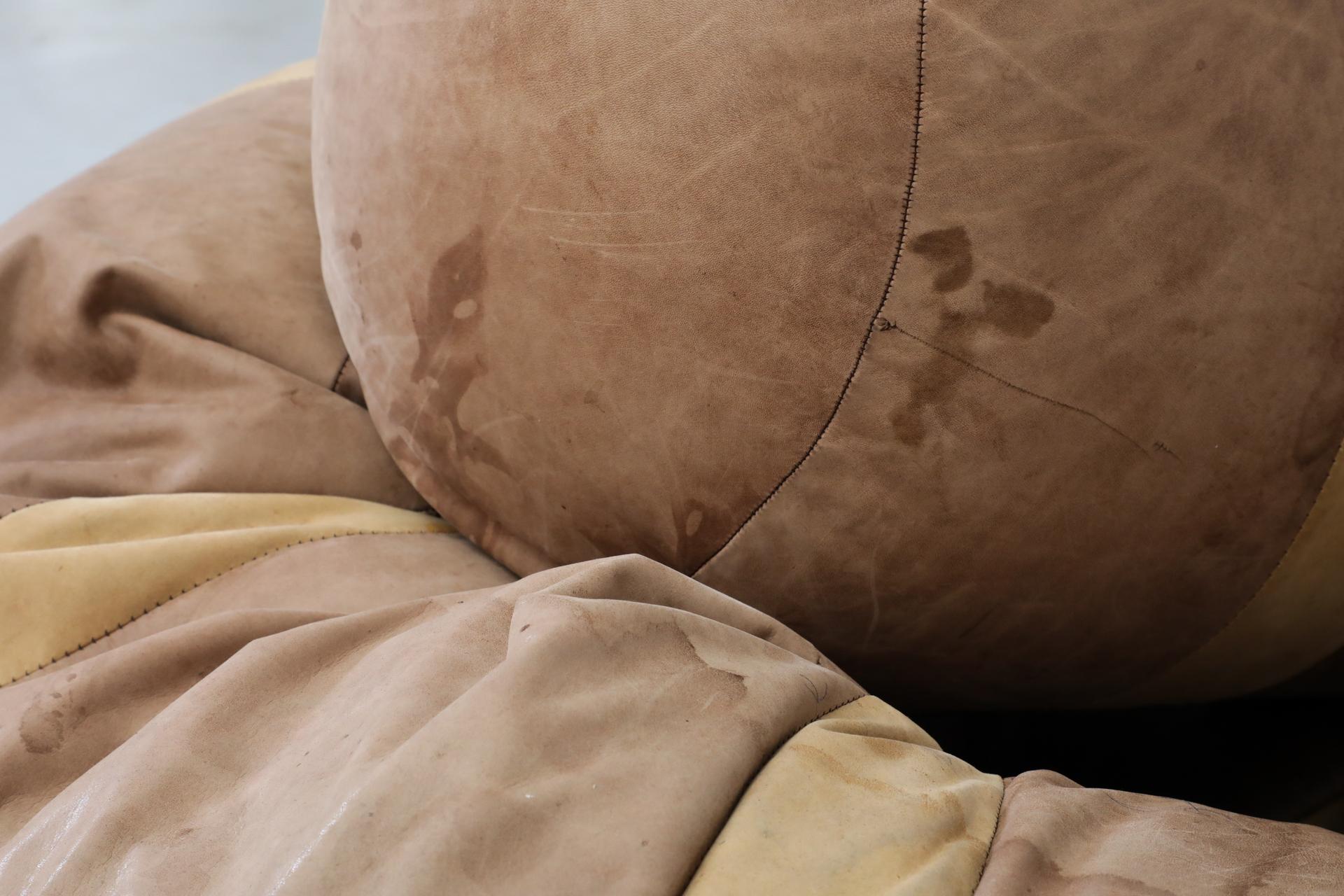 Extra Long, 36’ Hans Roebers Leather Snake Beanbag Sofa, 1970s 8