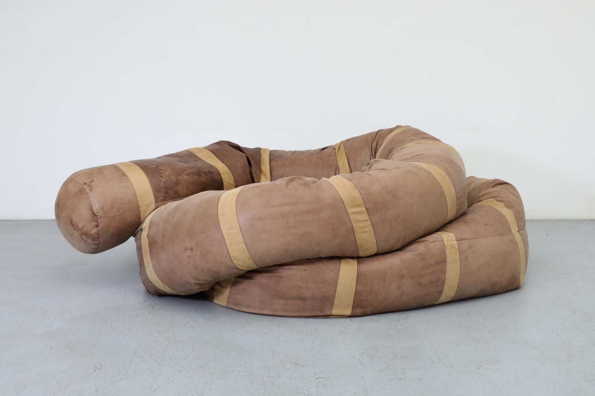 Extra Long, 36’ Hans Roebers Leather Snake Beanbag Sofa, 1970s 12