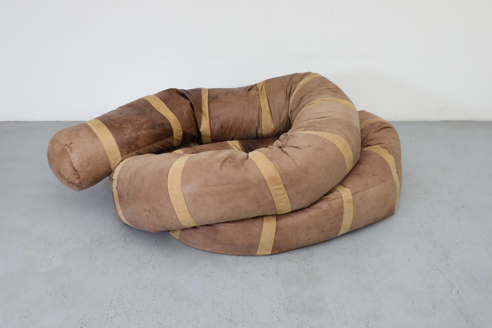 Extra Long, 36’ Hans Roebers Leather Snake Beanbag Sofa, 1970s 13