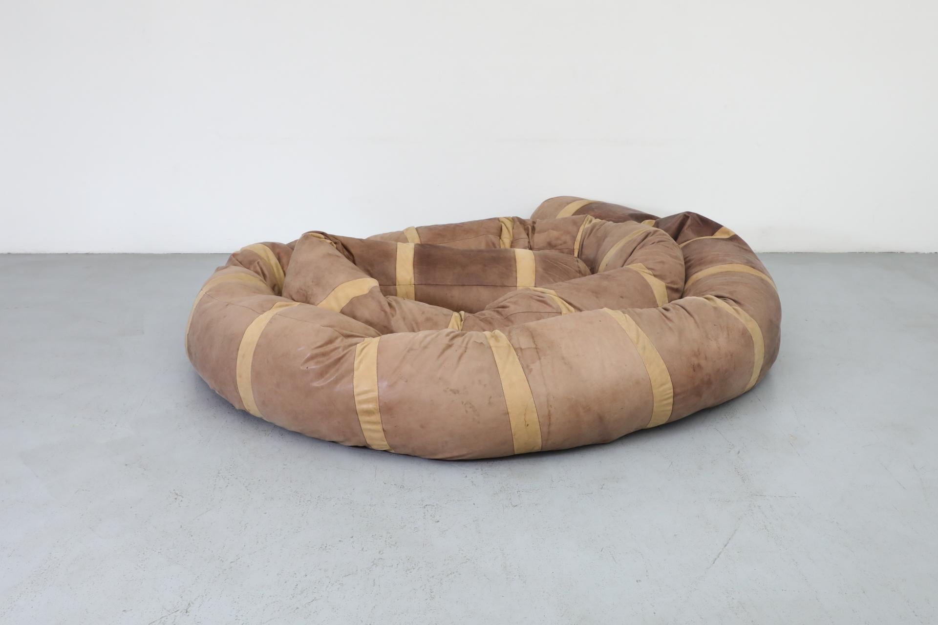 Late 20th Century Extra Long, 36’ Hans Roebers Leather Snake Beanbag Sofa, 1970s