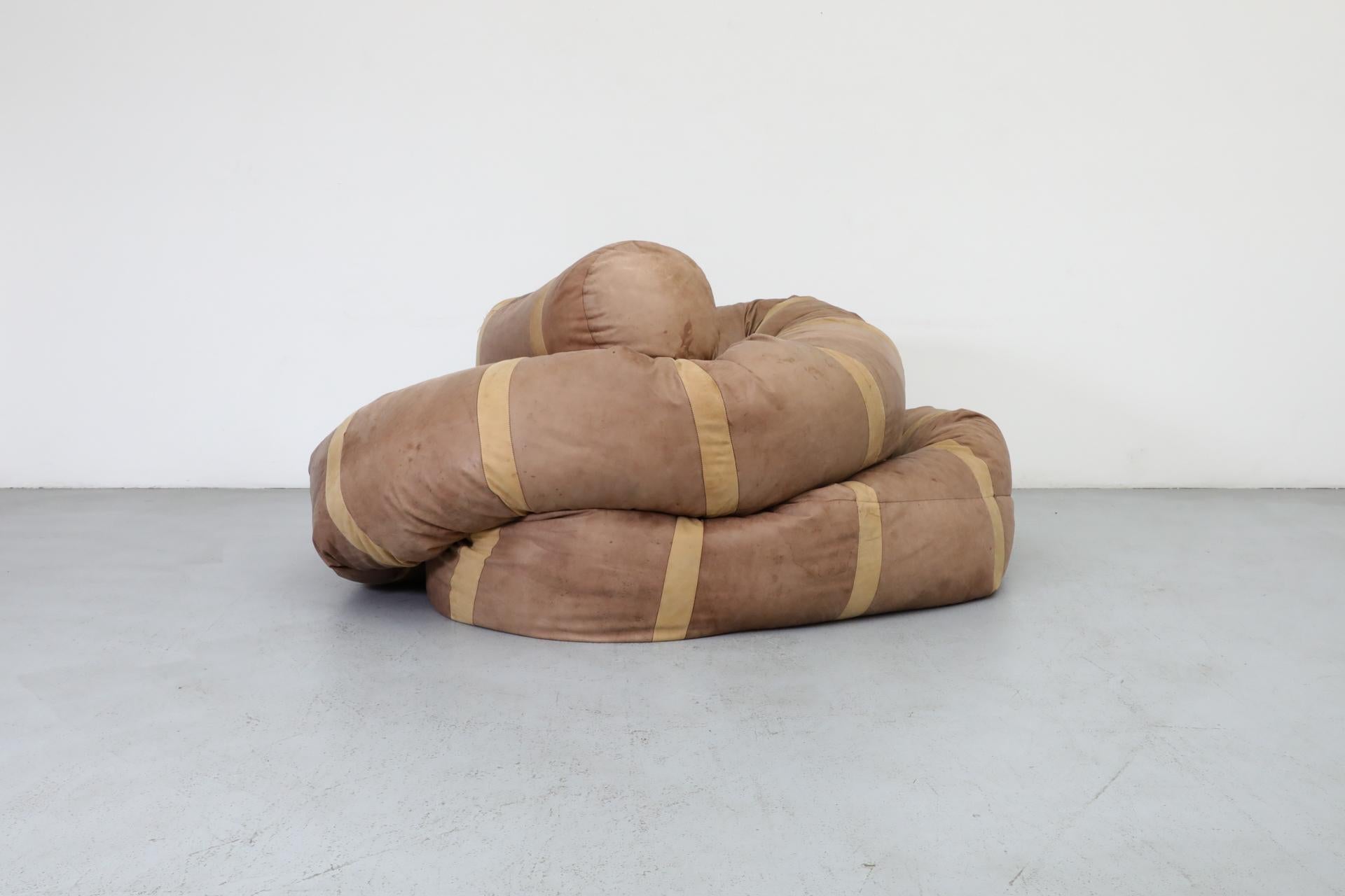 Extra Long, 36’ Hans Roebers Leather Snake Beanbag Sofa, 1970s 2