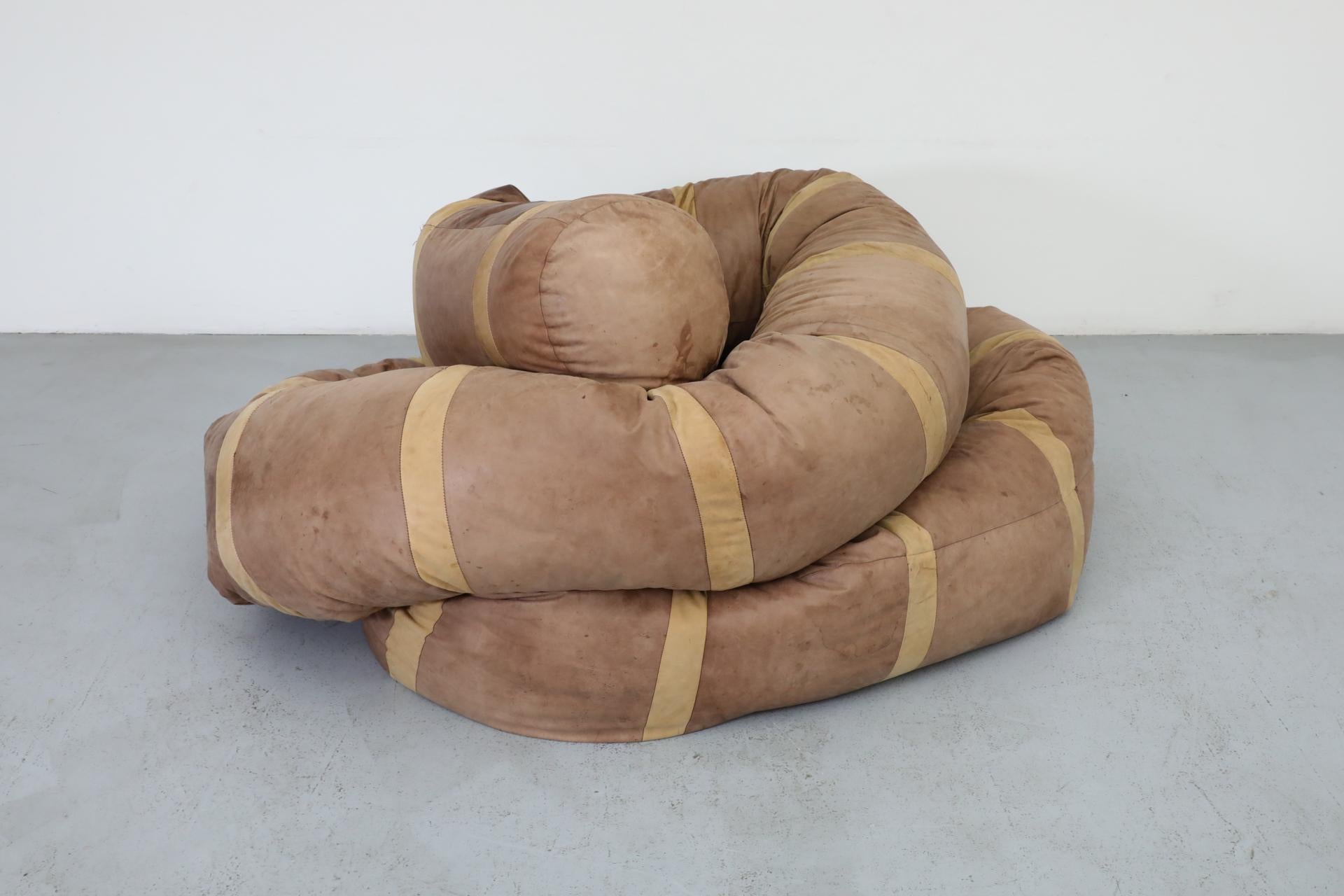 Extra Long, 36’ Hans Roebers Leather Snake Beanbag Sofa, 1970s 3