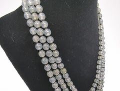 Extra Long 52" Icy Jadeite Beaded Necklace A-Grade GIA Gemologist Appraisal