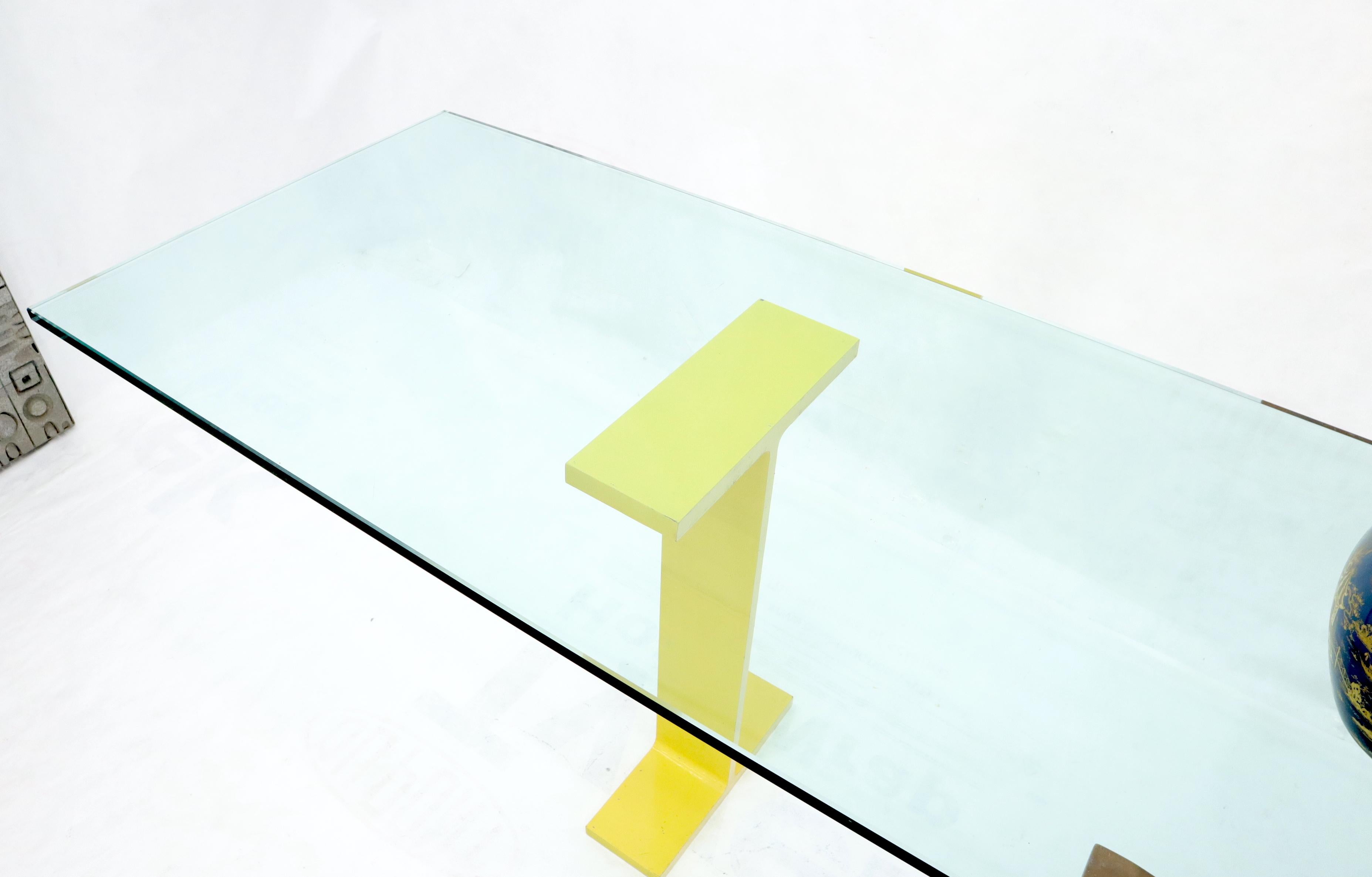 Thick Glass Console Table Sitting on the I beam Base 1