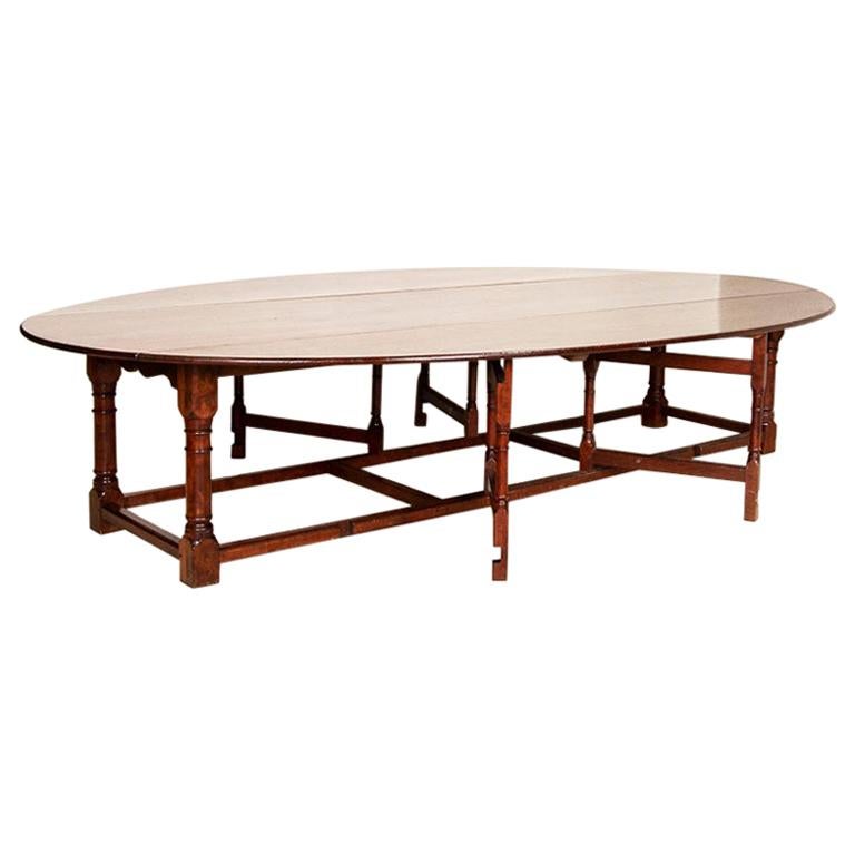 Extra Long Antique Gateleg Table English Drop Leaf Wake Table
