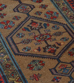 Extra-Long Antique Handwoven Camel-Brown Wool Persian Serab Runner