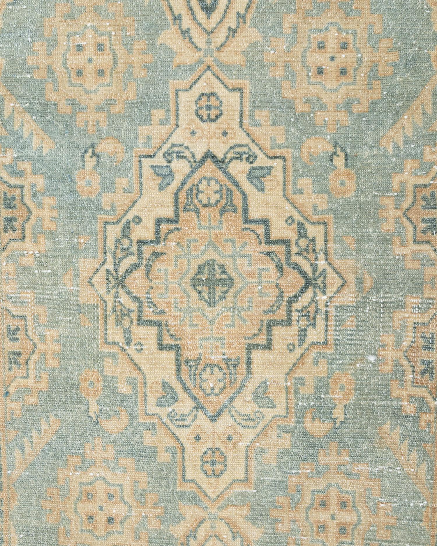 Perse Tapis de couloir Bibikabad persan bleu sarcelle clair ancien extra long 2'7 x 22'8 en vente