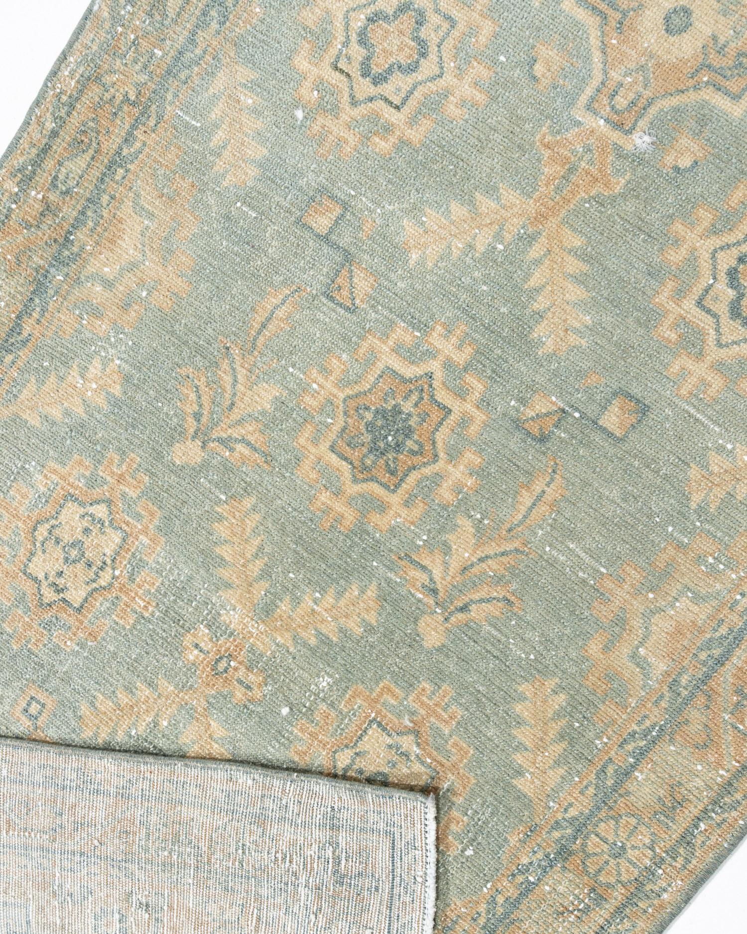 Tissé à la main Tapis de couloir Bibikabad persan bleu sarcelle clair ancien extra long 2'7 x 22'8 en vente
