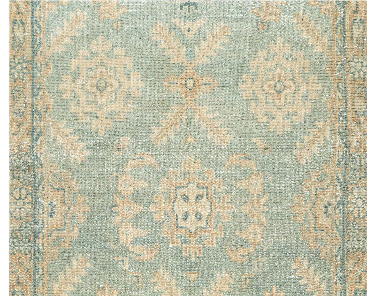 Laine Tapis de couloir Bibikabad persan bleu sarcelle clair ancien extra long 2'7 x 22'8 en vente