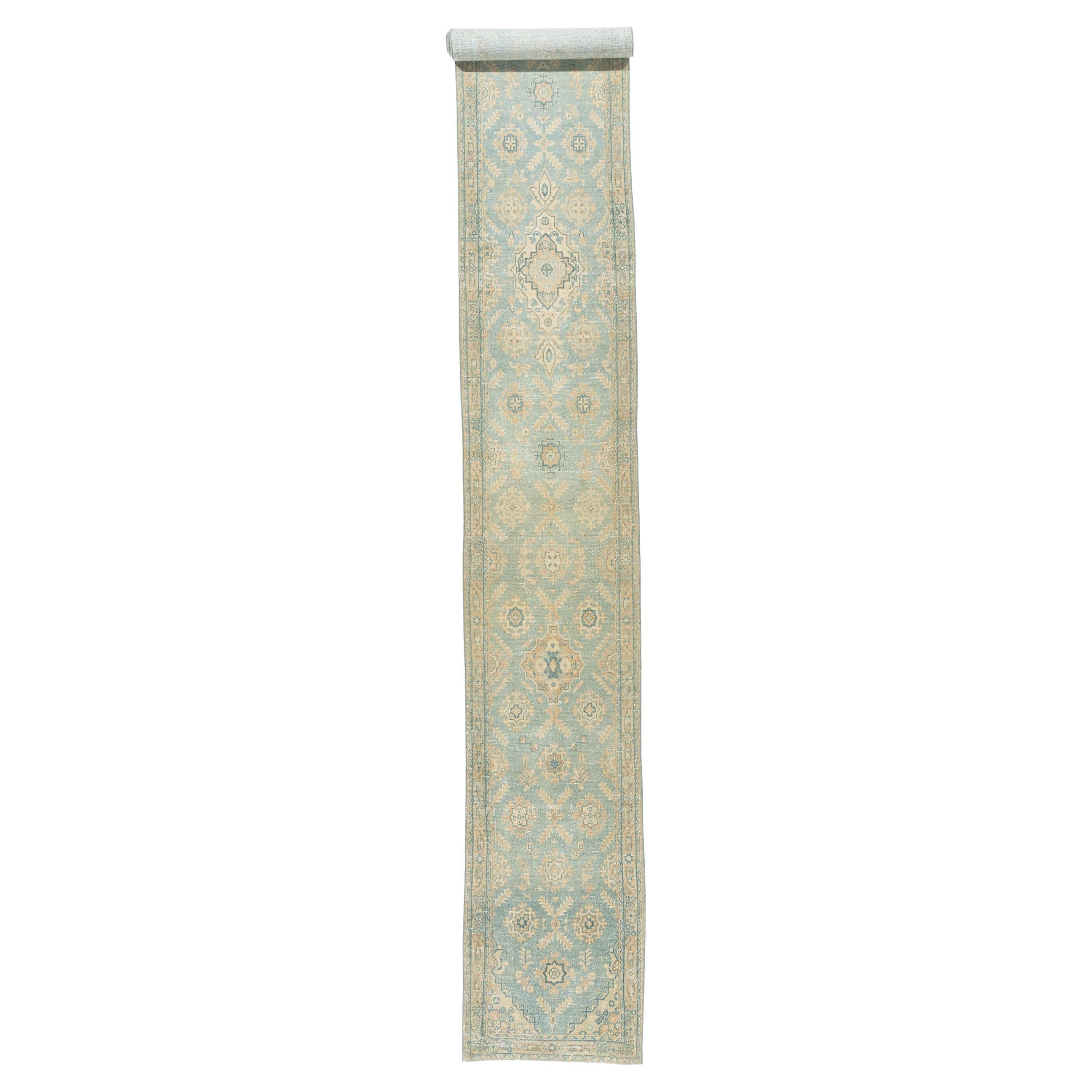 Runner extra lungo Bibikabad Persiano Blu Teal Antico 2'7 x 22'8