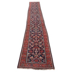Extra-Long Antique Persian Kurdish Runner – Tribal Geometric Design - 1B975
