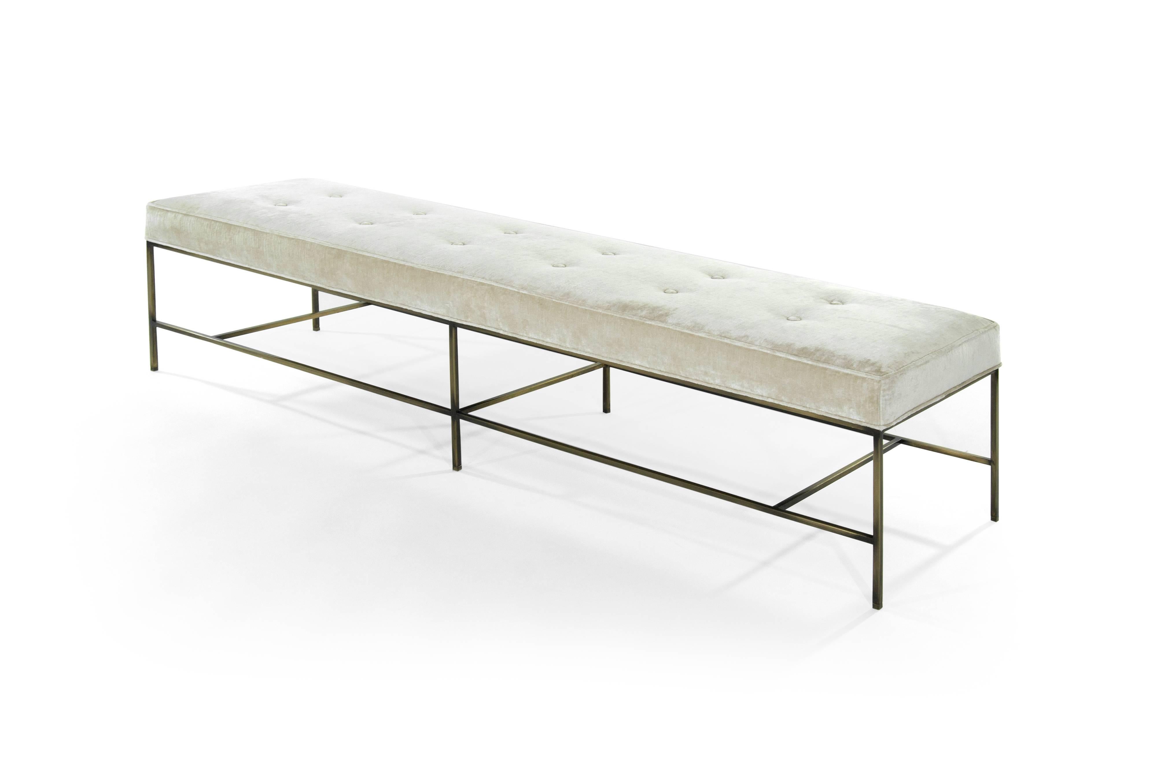 Mid-Century Modern Stamford Modern's Architectural Bronze Bench in Chenille