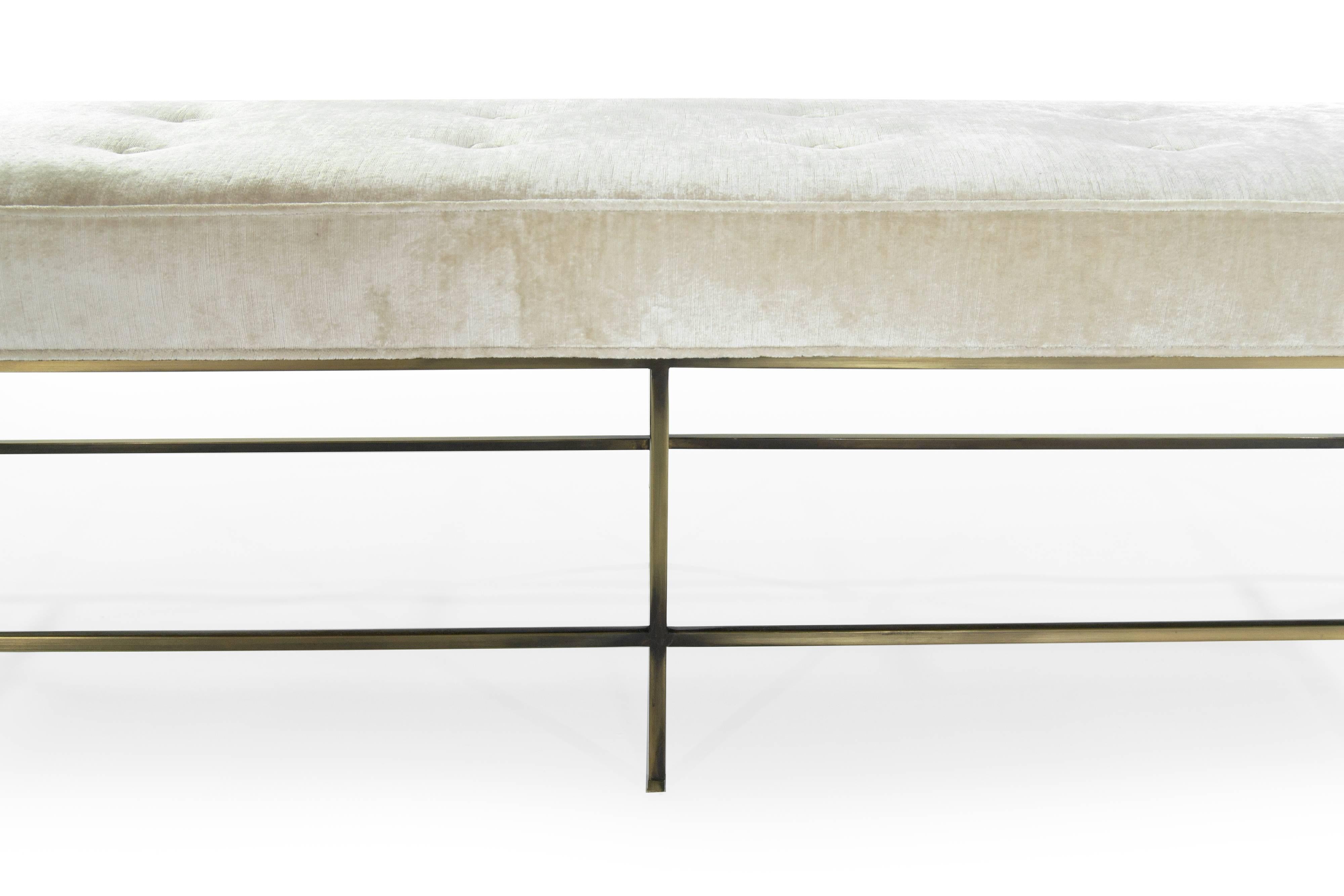 Stamford Modern's Architectural Bronze Bench in Chenille In New Condition In Westport, CT