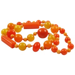 Extra Long Bakelite Necklace Sunny Summer Colors Marble Beads