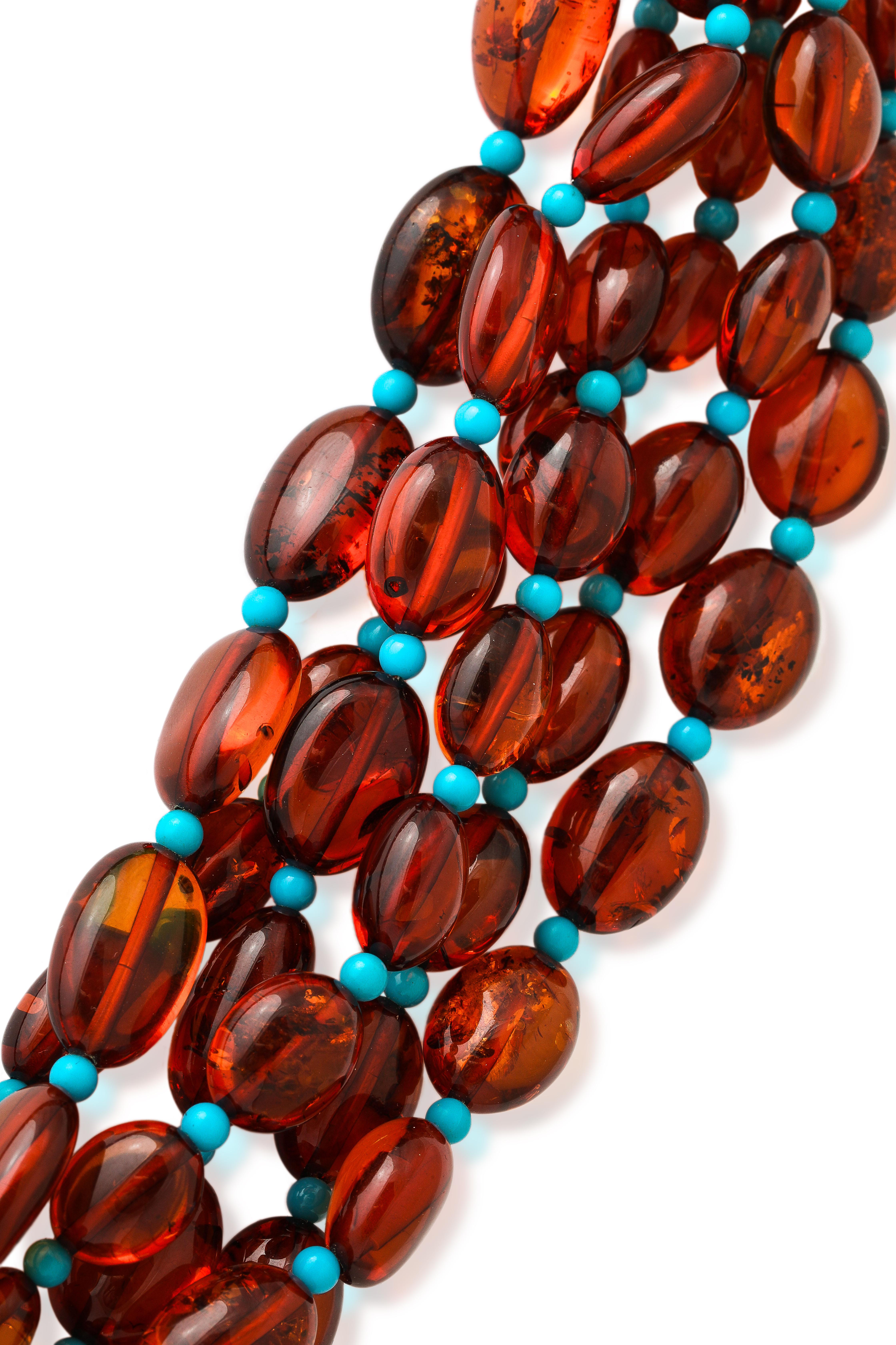 Collana extra lunga in ambra baltica e turchese In condizioni Nuovo in vendita a Bal Harbour, FL