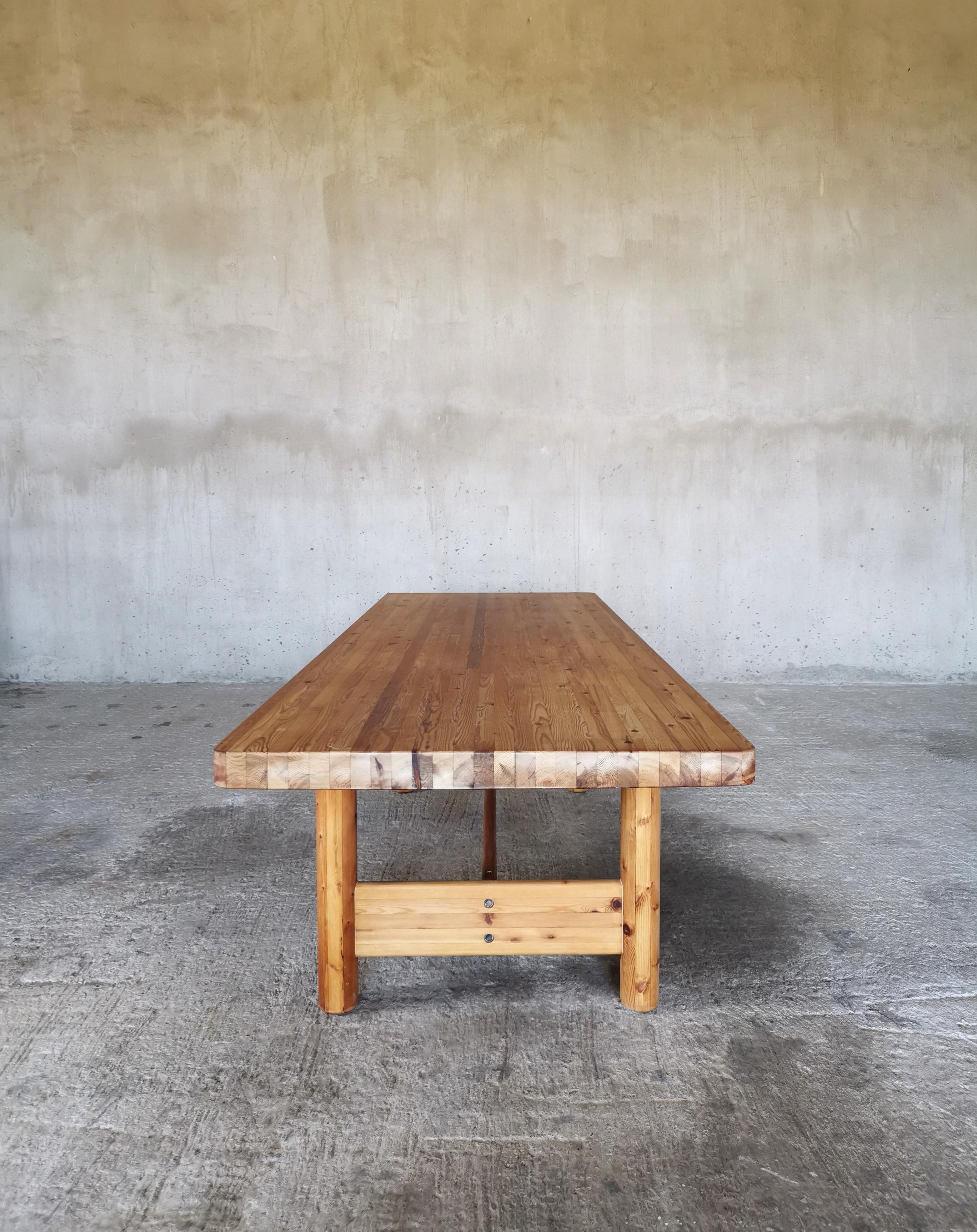 Scandinavian Modern Extra long minimalist solid pine dining table. Design Friis & Moltke Denmark 70s