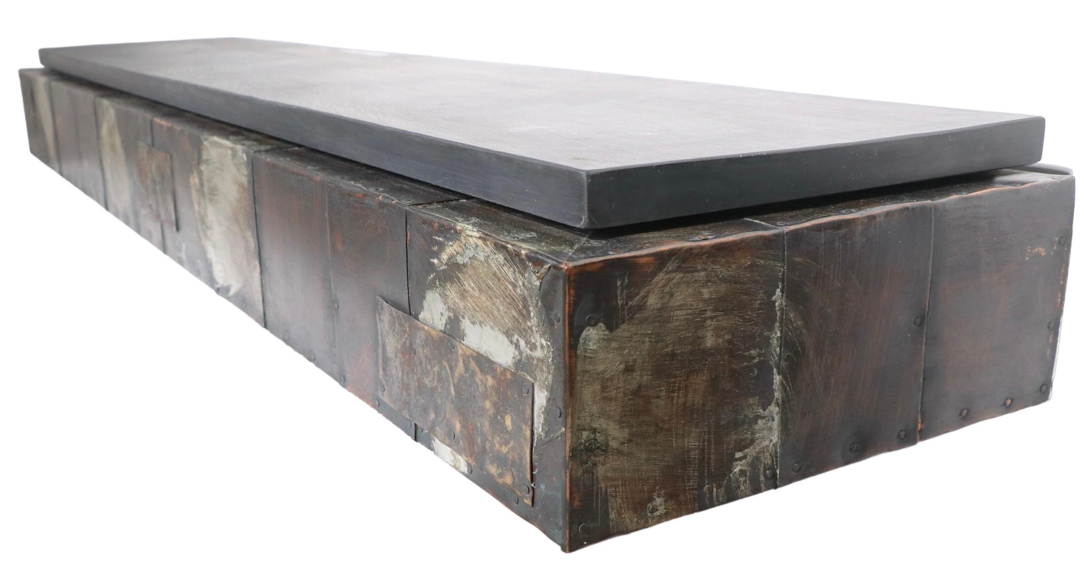 Extra Long Brutalist Wall Mount Shelf and Matching Wall Mirror by Paul Evans 8