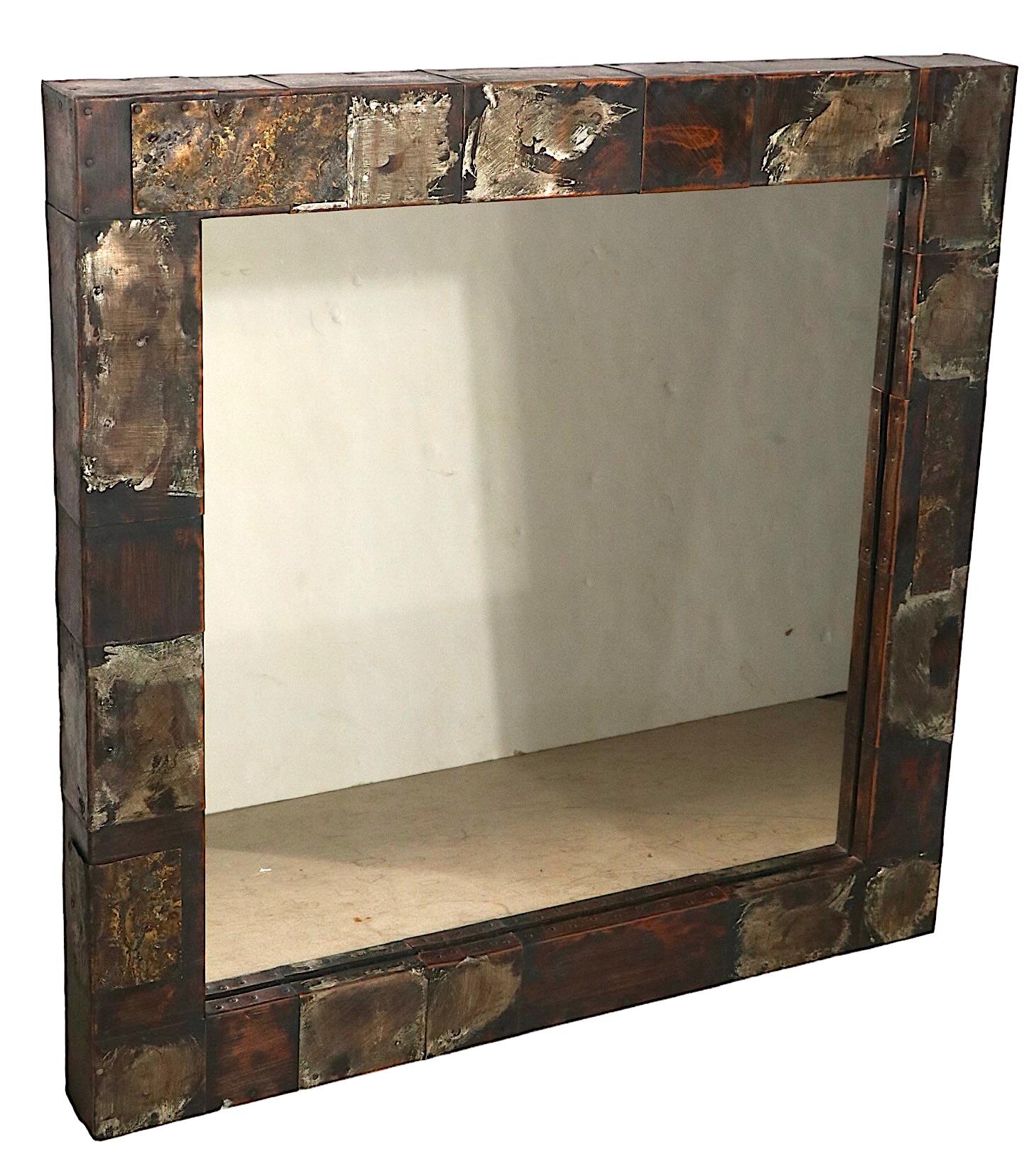 Extra Long Brutalist Wall Mount Shelf and Matching Wall Mirror by Paul Evans In Good Condition For Sale In New York, NY