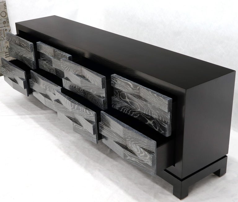 Extra Long Ceruised Limed Oak Basket Weave Front Drawers Dresser